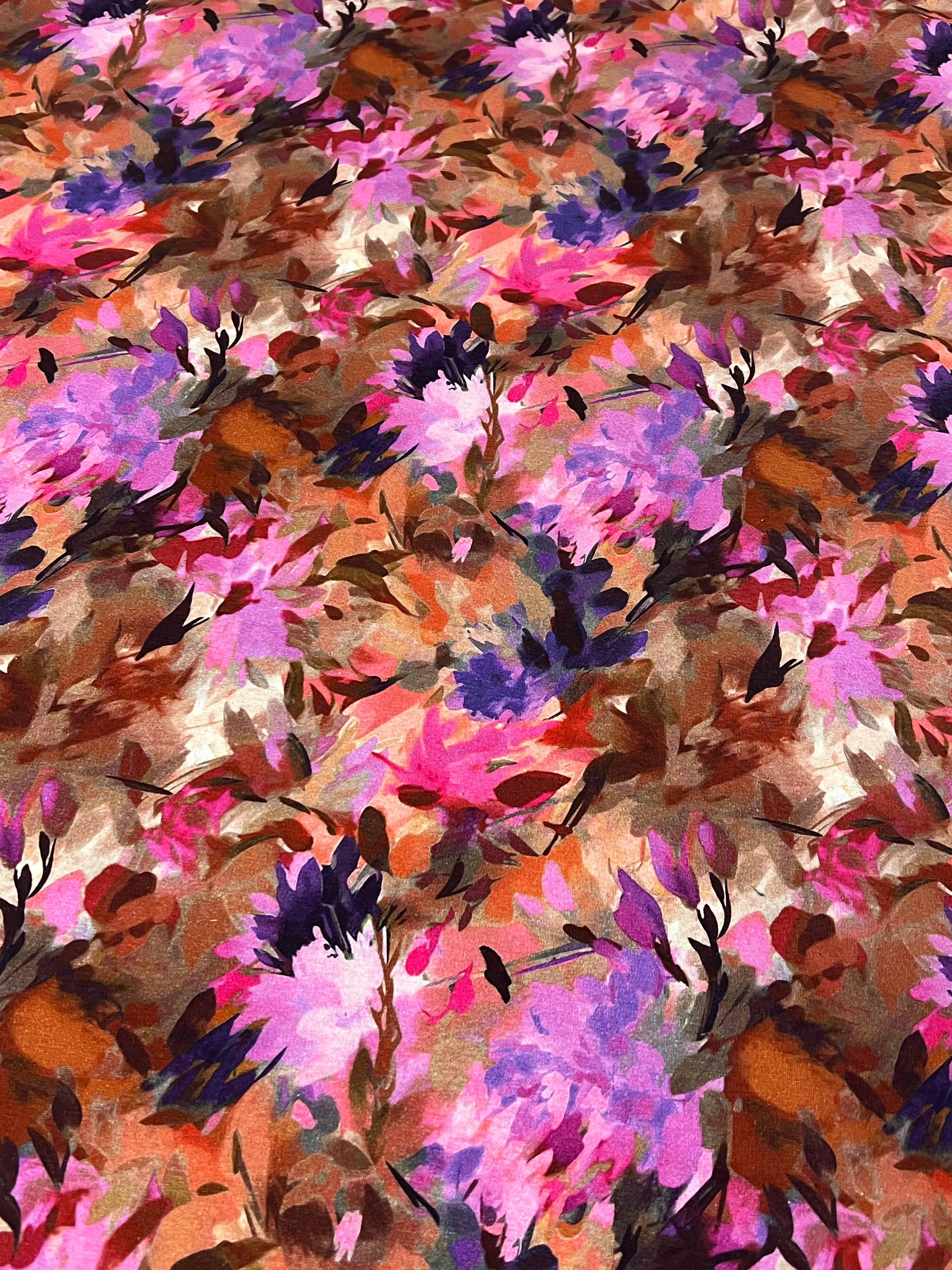 1M REMNANT PINK WATERCOLOUR FLOWERS ALPINE FLEECE SALE