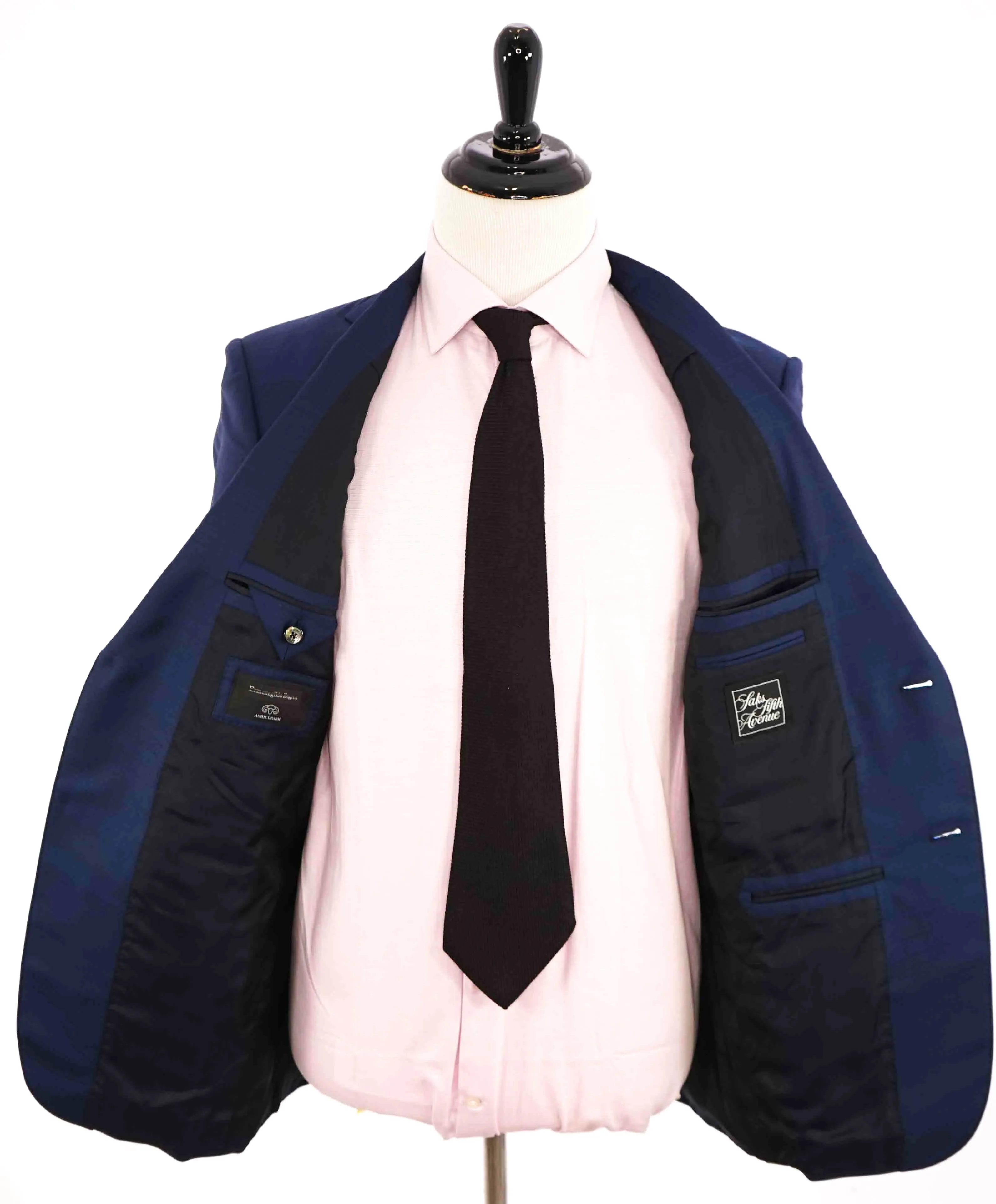 $3,700 ERMENEGILDO ZEGNA -“ACHILLFARM" SILK BLUE Subtle Check Suit - 40R