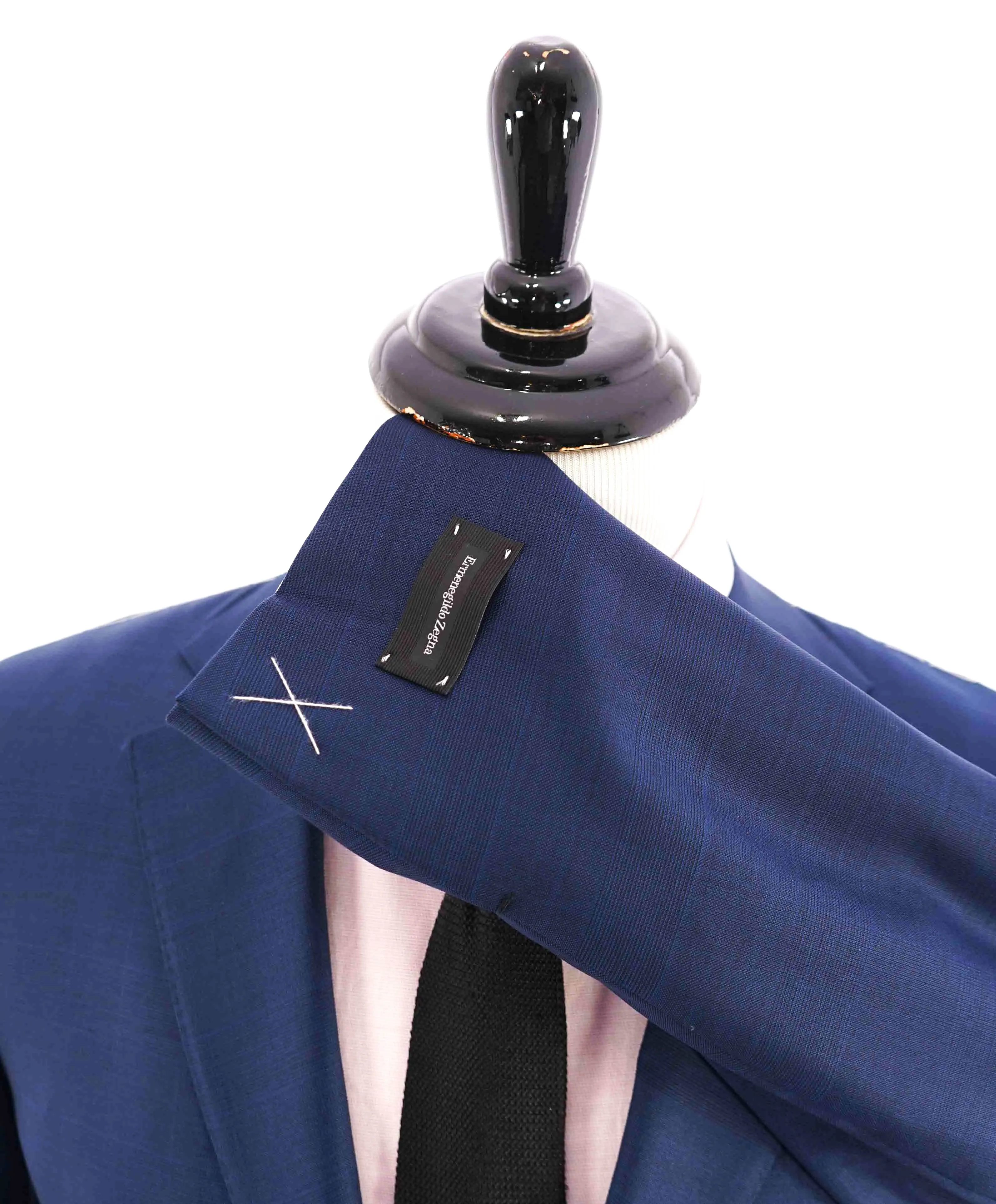 $3,700 ERMENEGILDO ZEGNA -“ACHILLFARM" SILK BLUE Subtle Check Suit - 40R