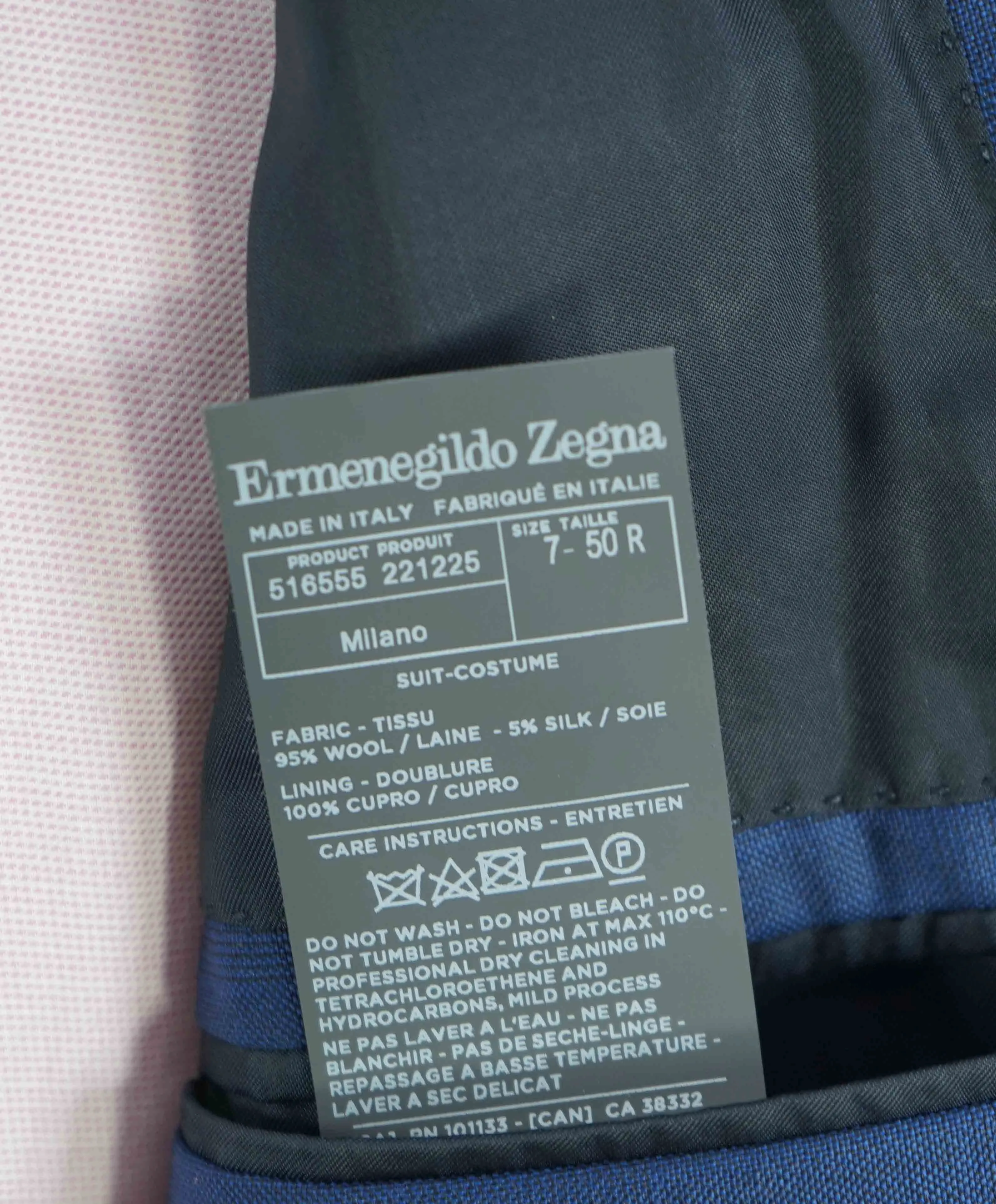 $3,700 ERMENEGILDO ZEGNA -“ACHILLFARM" SILK BLUE Subtle Check Suit - 40R