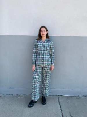 60s plaid pant suit
