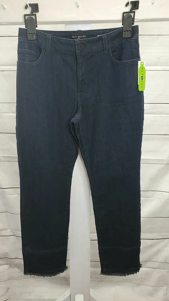 6P INDIGO A390474 Susan Graver Petite Stretch Denim Ankle Jeans