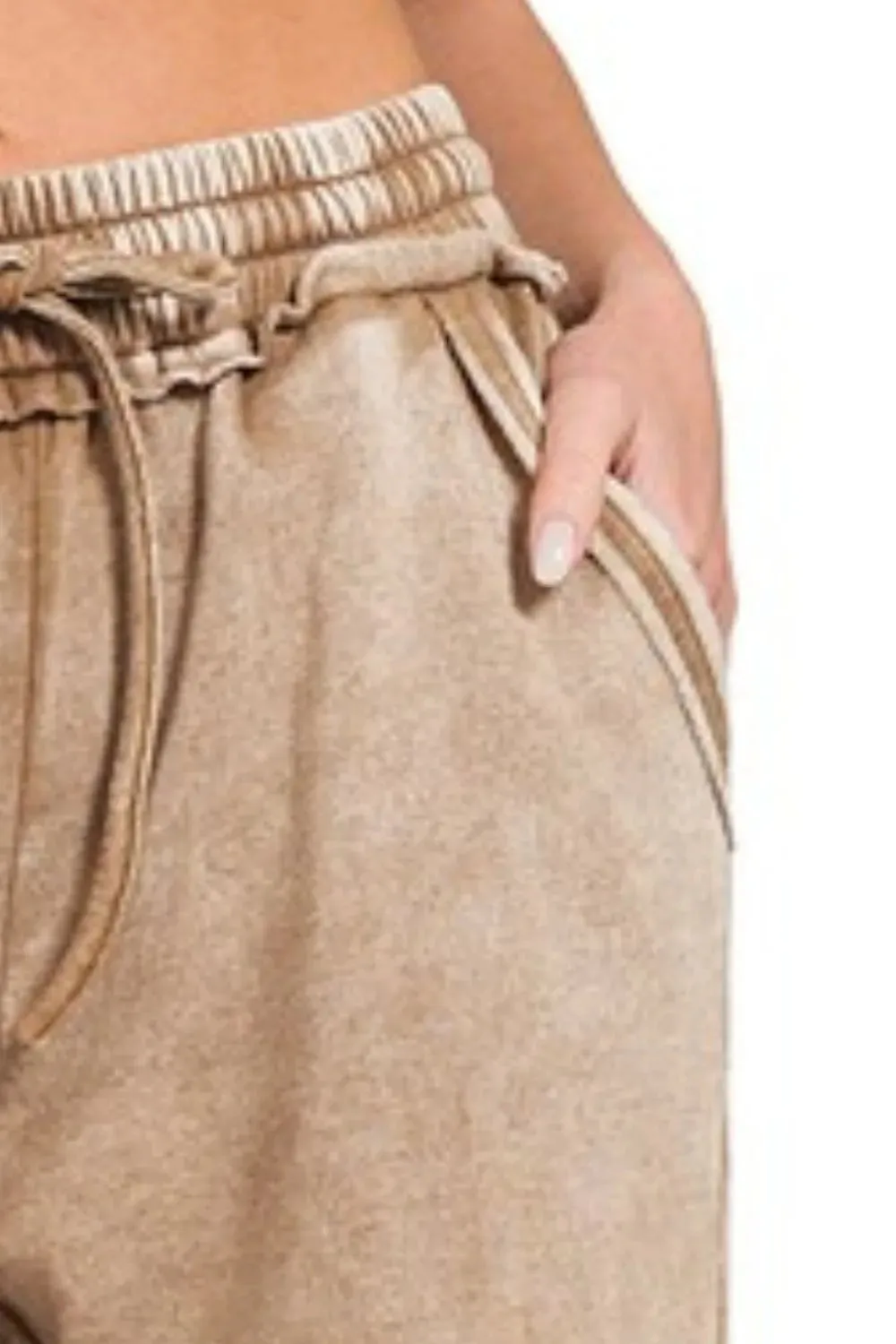 Acid Wash Fleece Palazzo Sweatpants For Women – Trendy Wide Leg Cozy Lounge Pants With Drawstring Waist And Functional Pockets