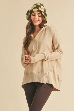 Aemi   Co Half Snap Dropped Shoulder Hoodie