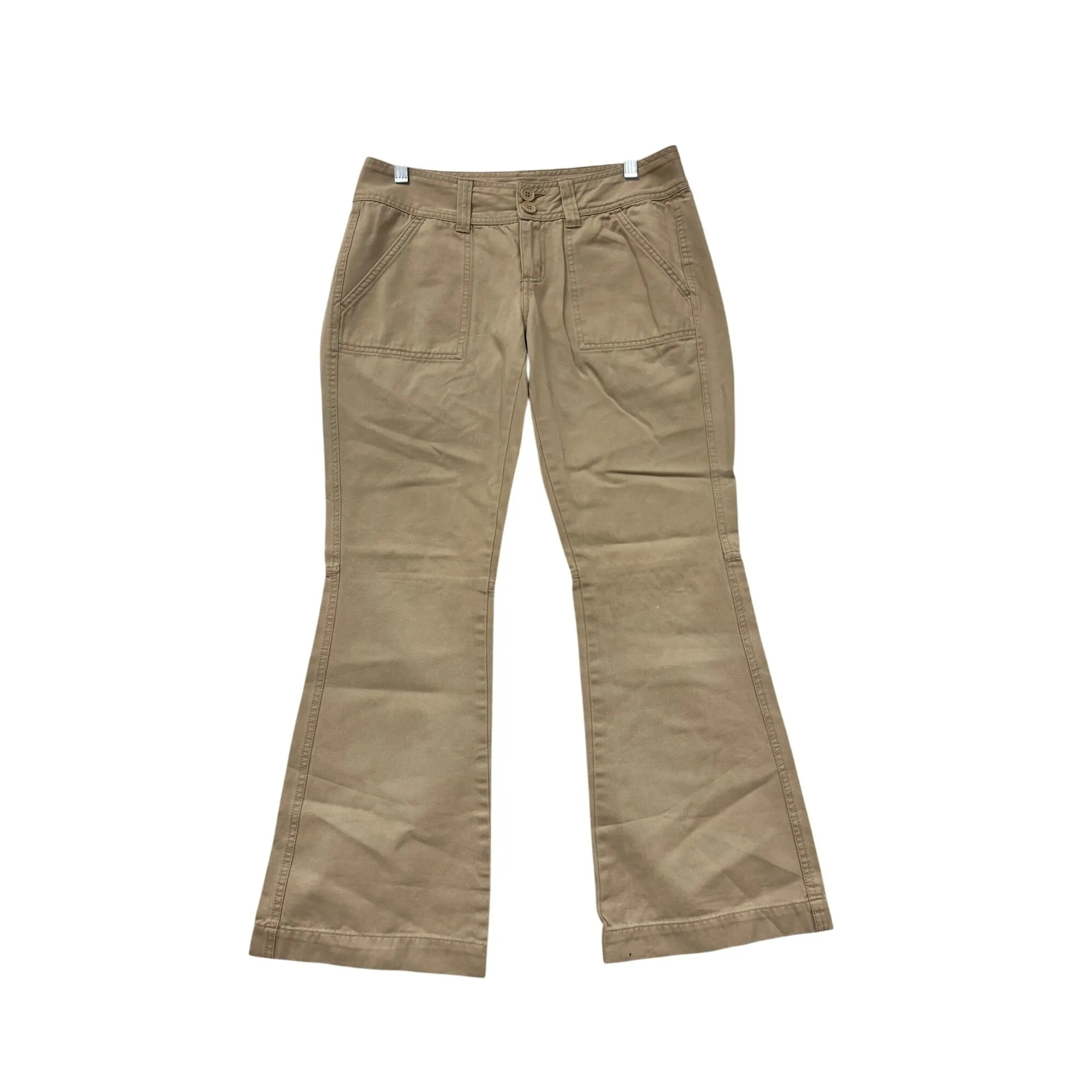 Aeropostale Womens 100% Cotton Khaki Flare Pants Size 5/6 Short #6189
