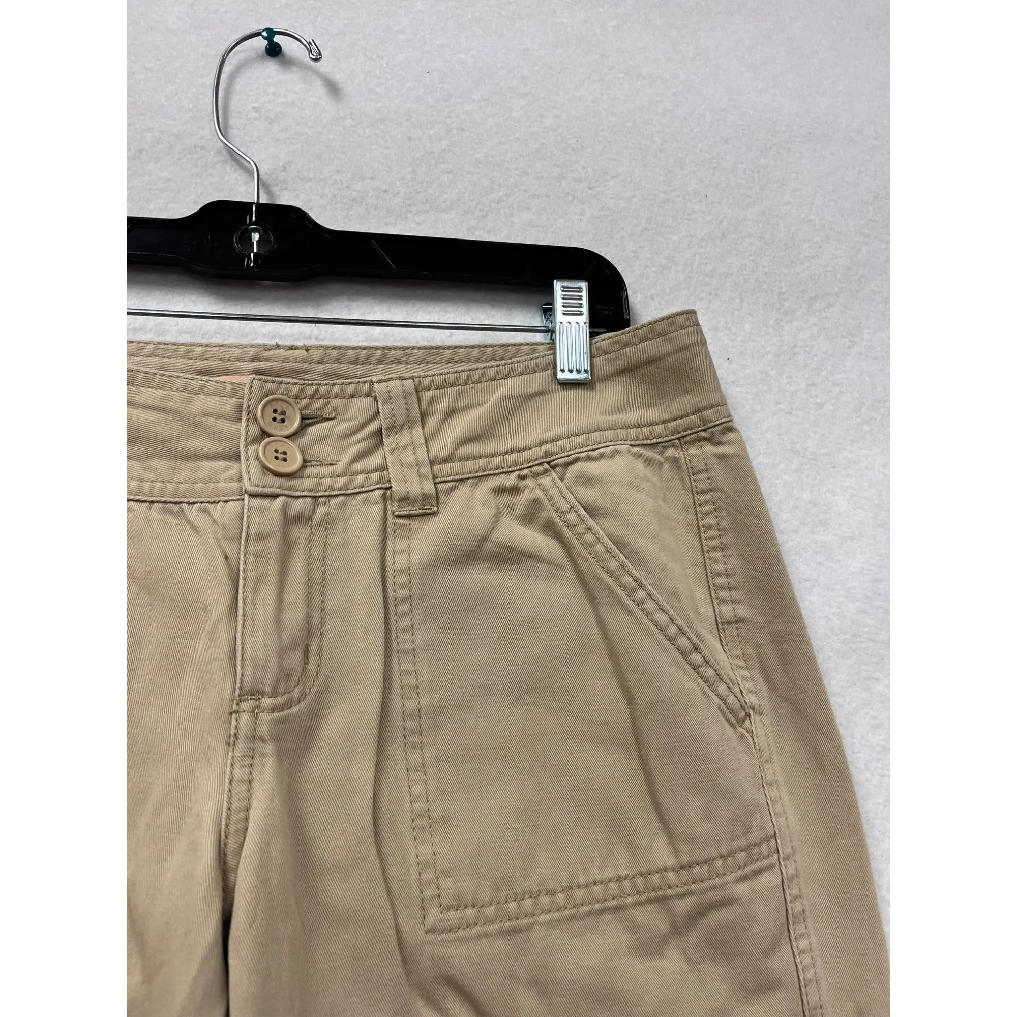 Aeropostale Womens 100% Cotton Khaki Flare Pants Size 5/6 Short #6189