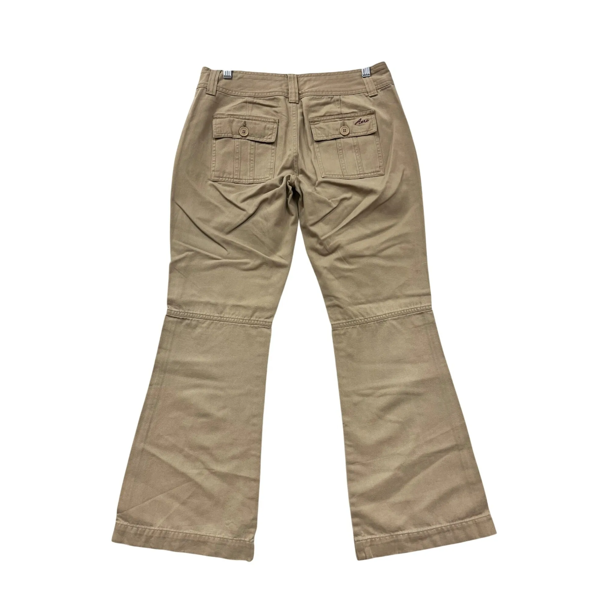 Aeropostale Womens 100% Cotton Khaki Flare Pants Size 5/6 Short #6189