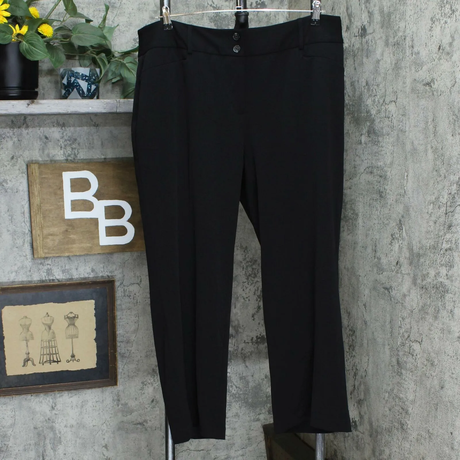 Alfani Petite Plus Curvy-Fit Tummy Control Slimming Bootcut Pants Black 18WP