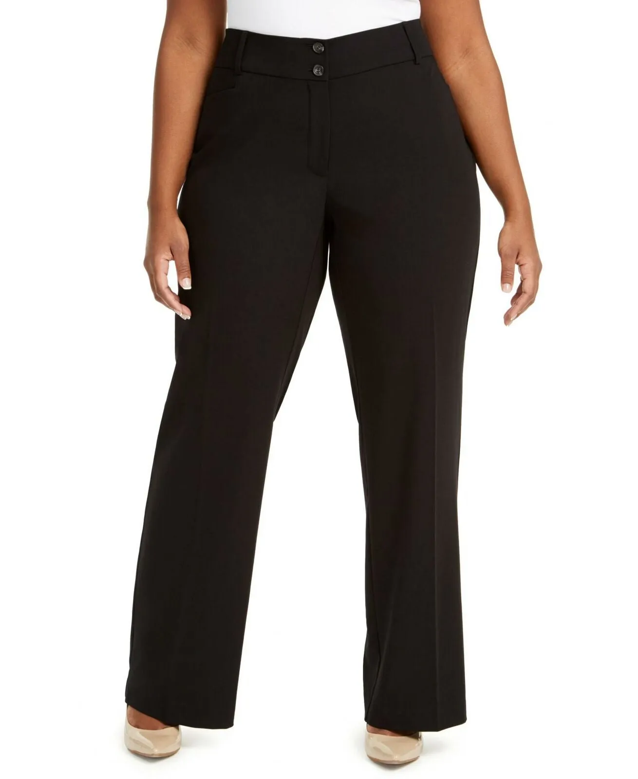 Alfani Petite Plus Curvy-Fit Tummy Control Slimming Bootcut Pants Black 18WP