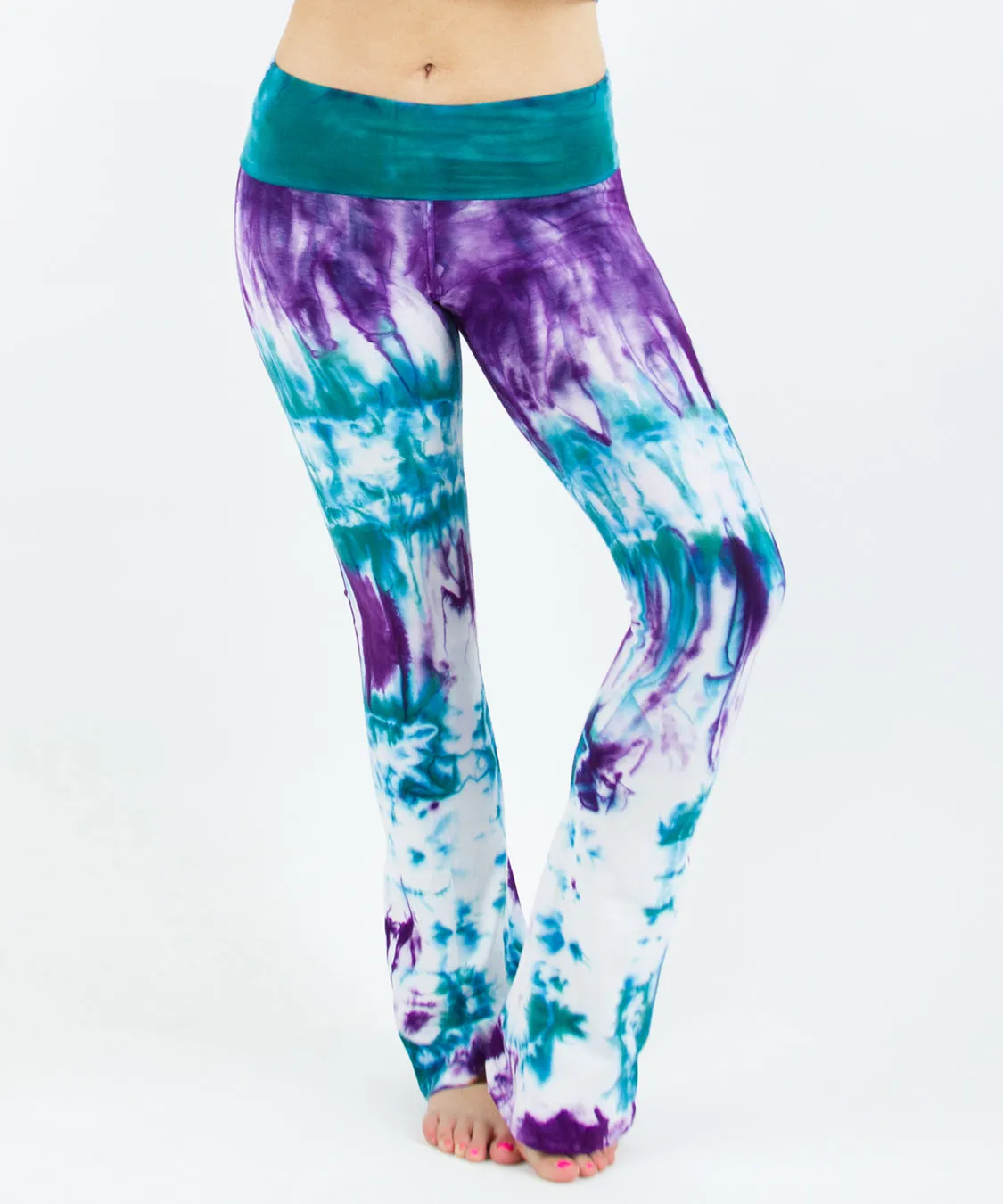 Aqua Purple Tie Dye Yoga Pants