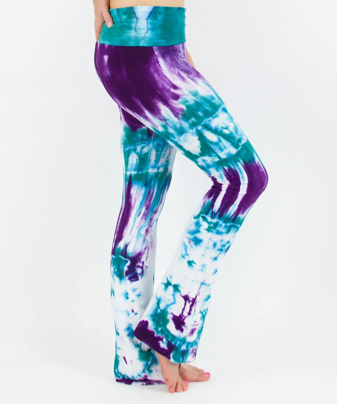 Aqua Purple Tie Dye Yoga Pants