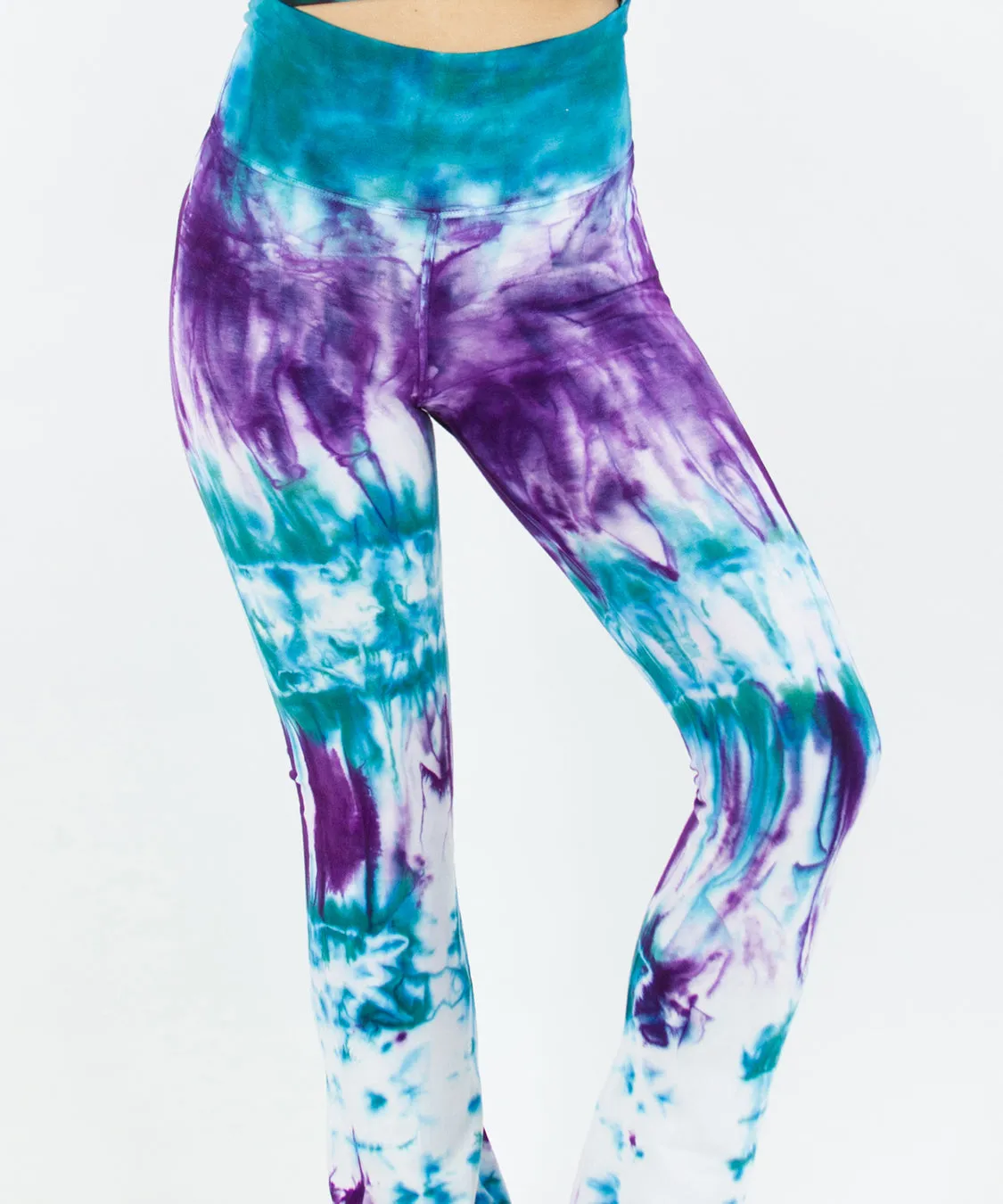 Aqua Purple Tie Dye Yoga Pants