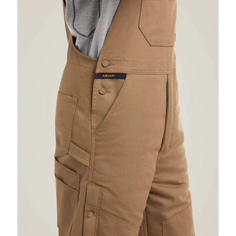 Ariat Men's Rebar DuraCanvas Stretch 110G Insulated Bib Khaki - 10032505