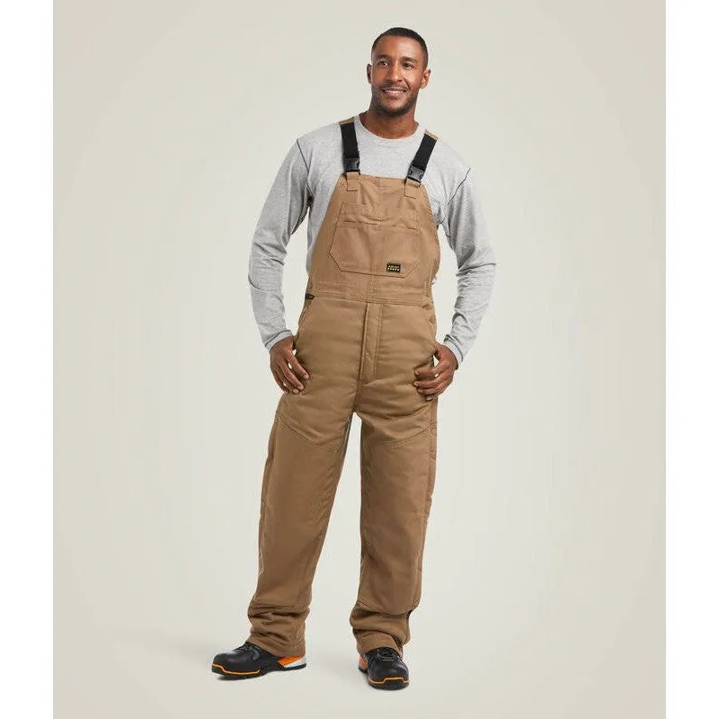 Ariat Men's Rebar DuraCanvas Stretch 110G Insulated Bib Khaki - 10032505