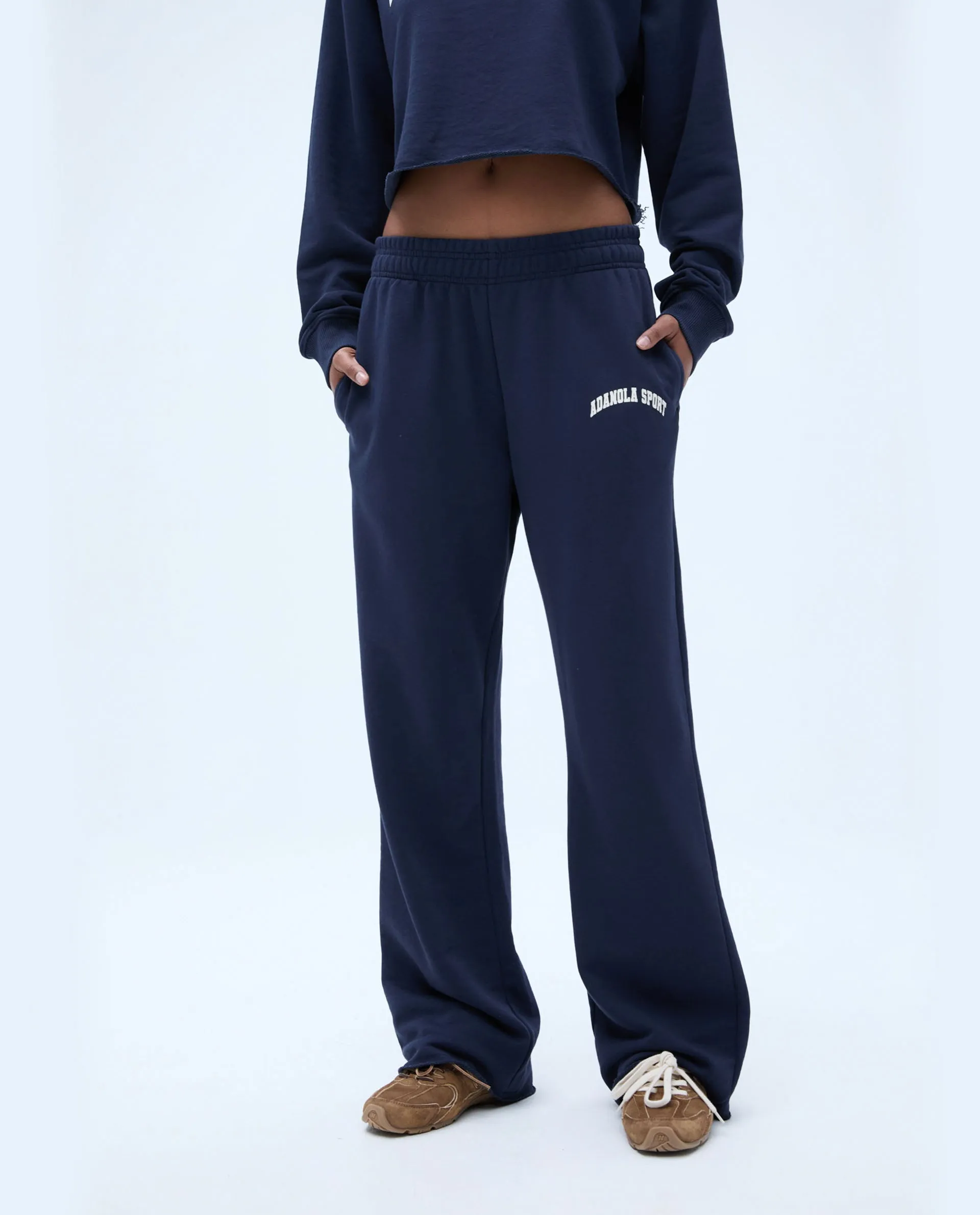 AS Raw Hem Straight Leg Sweatpants - Navy Blue