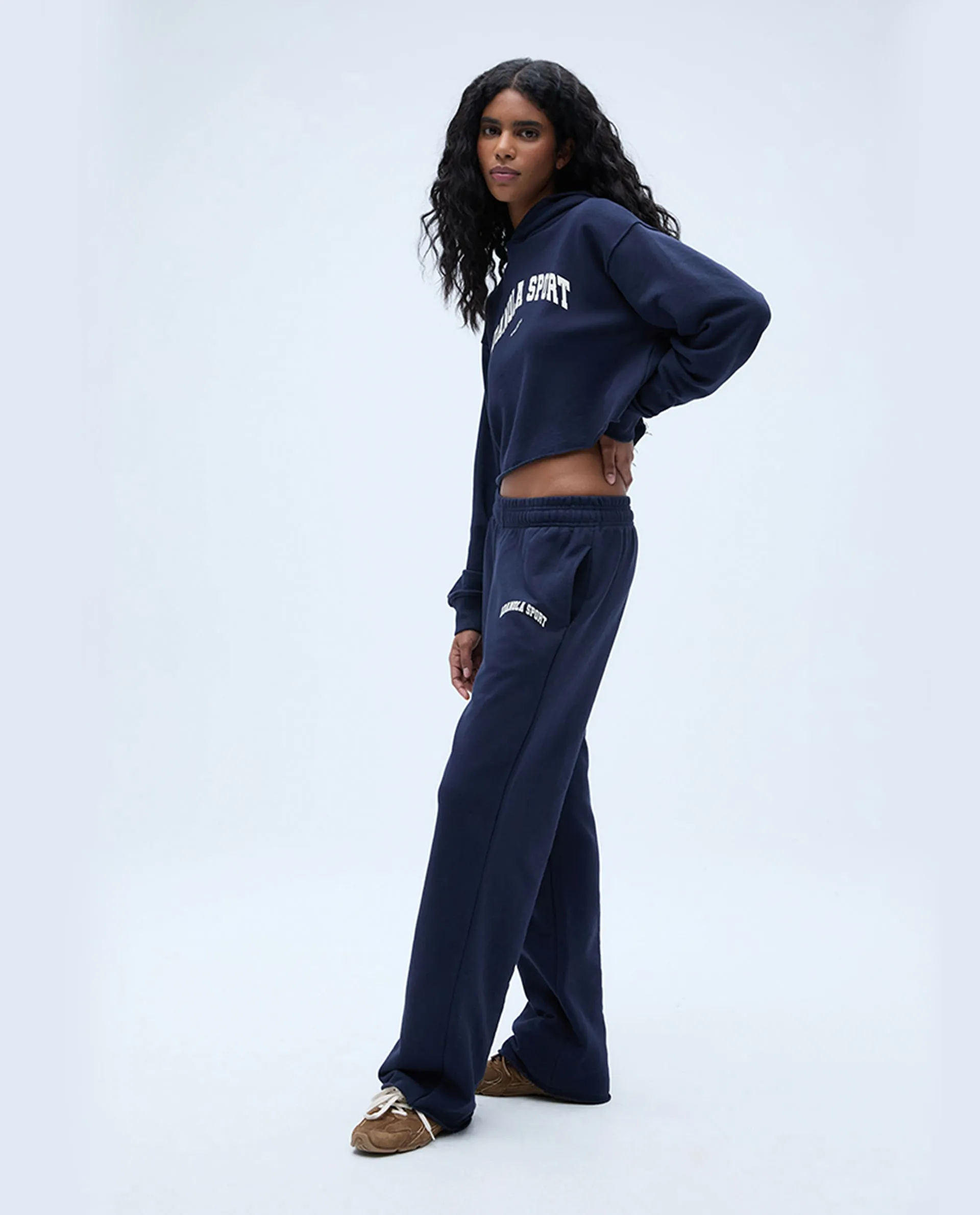 AS Raw Hem Straight Leg Sweatpants - Navy Blue