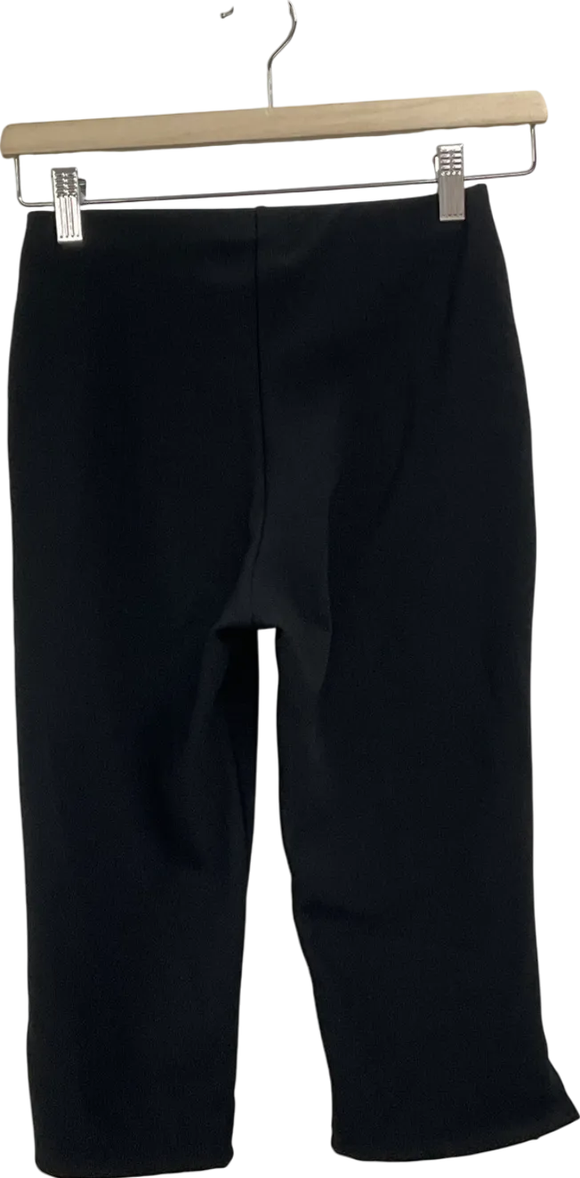 ASOS Ribbed Capri Trousers With Side Split In Black UK XS