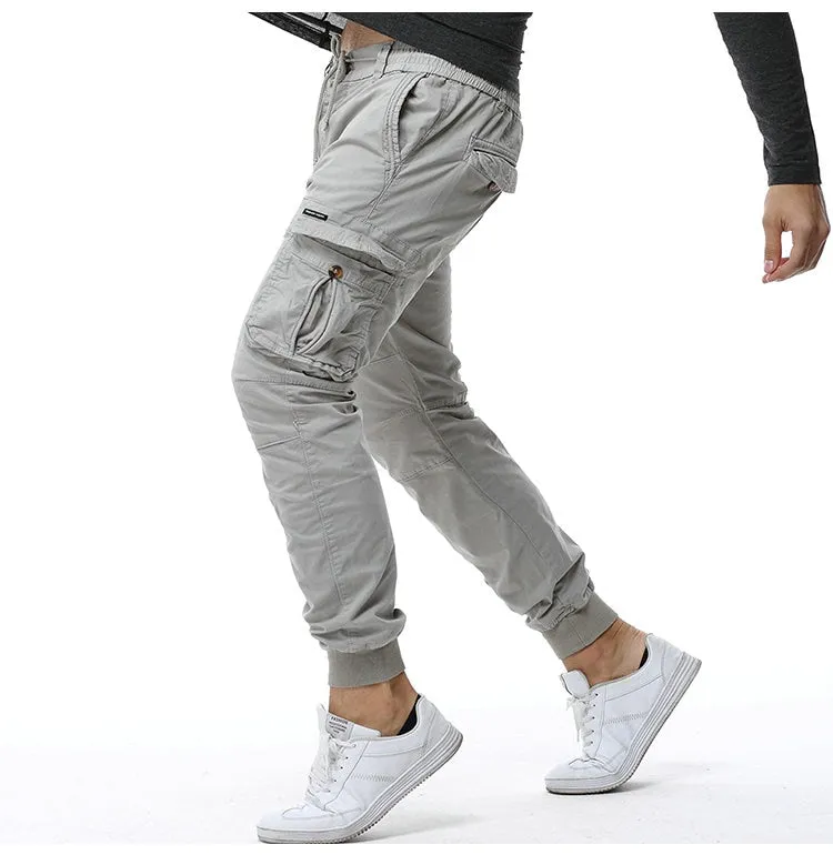 Athletic Style Ribbed Ankle Tactical Cargo Pants