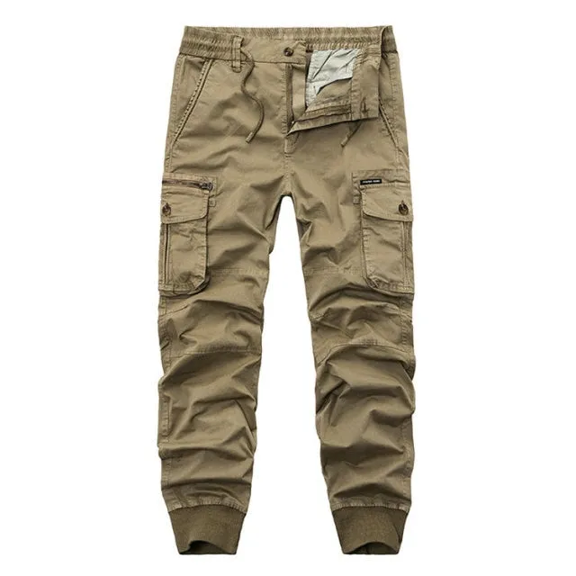 Athletic Style Ribbed Ankle Tactical Cargo Pants