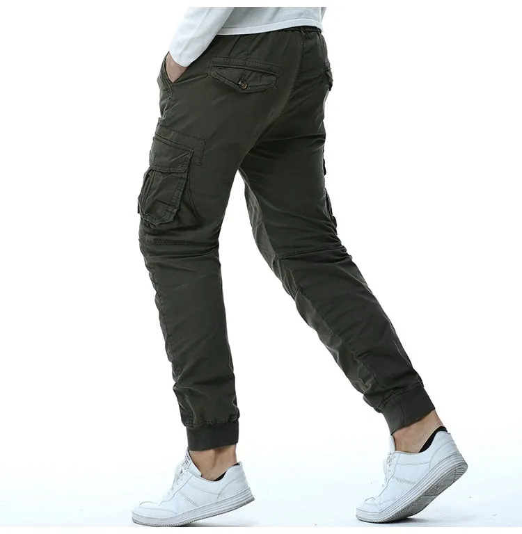 Athletic Style Ribbed Ankle Tactical Cargo Pants