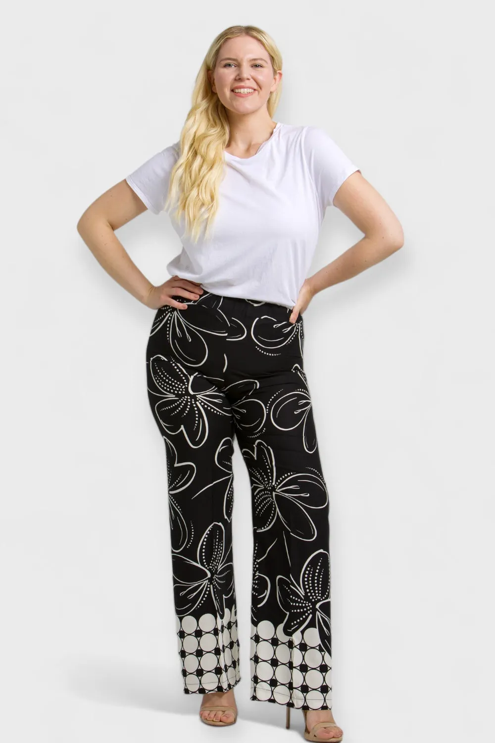 Ava Black & White Floral Pants