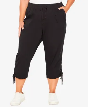 Avenue Womens Plus Size Cotton Cinch Capri Pants 214166