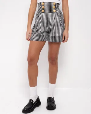 Balmain Black & White Gingham 6 Button Shorts - 34