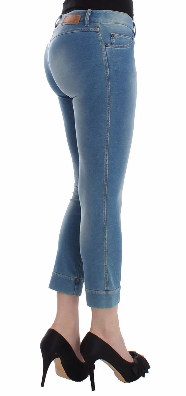Beachwear Blue Jeans Capri Pants Cropped