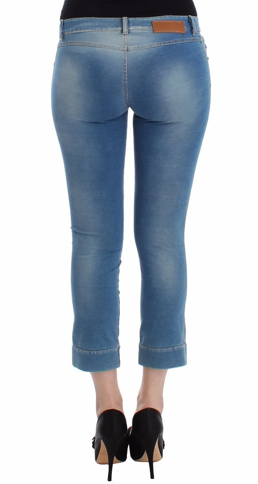 Beachwear Blue Jeans Capri Pants Cropped
