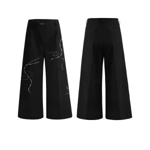 Beaded Snake Wide-Leg Pants