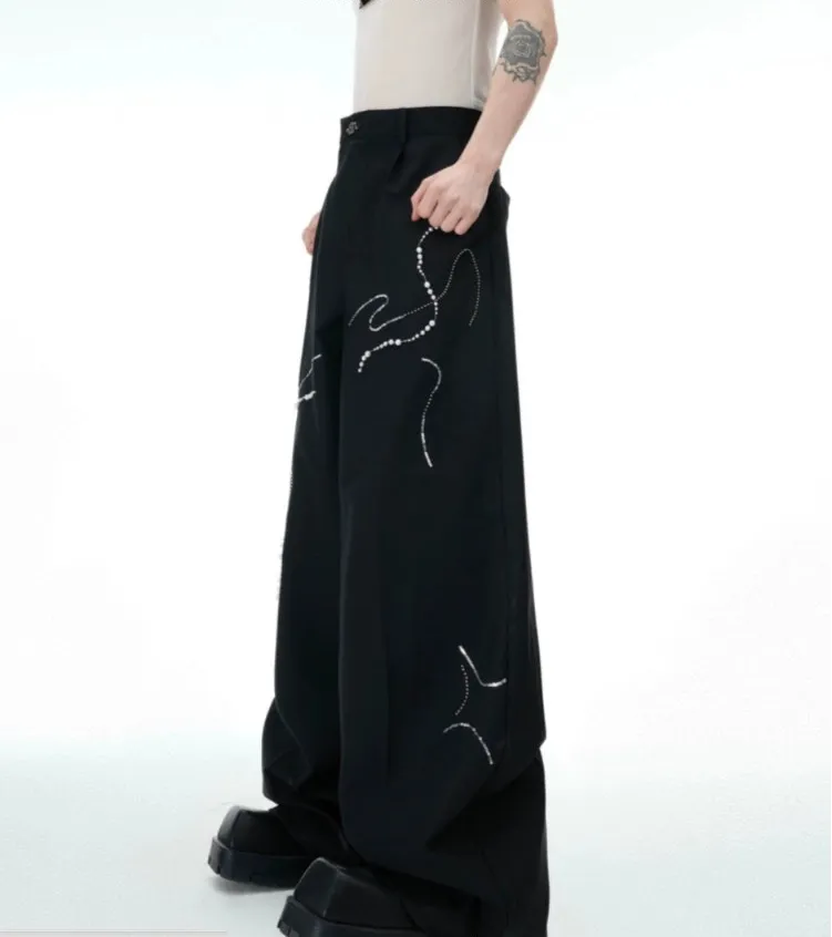 Beaded Snake Wide-Leg Pants