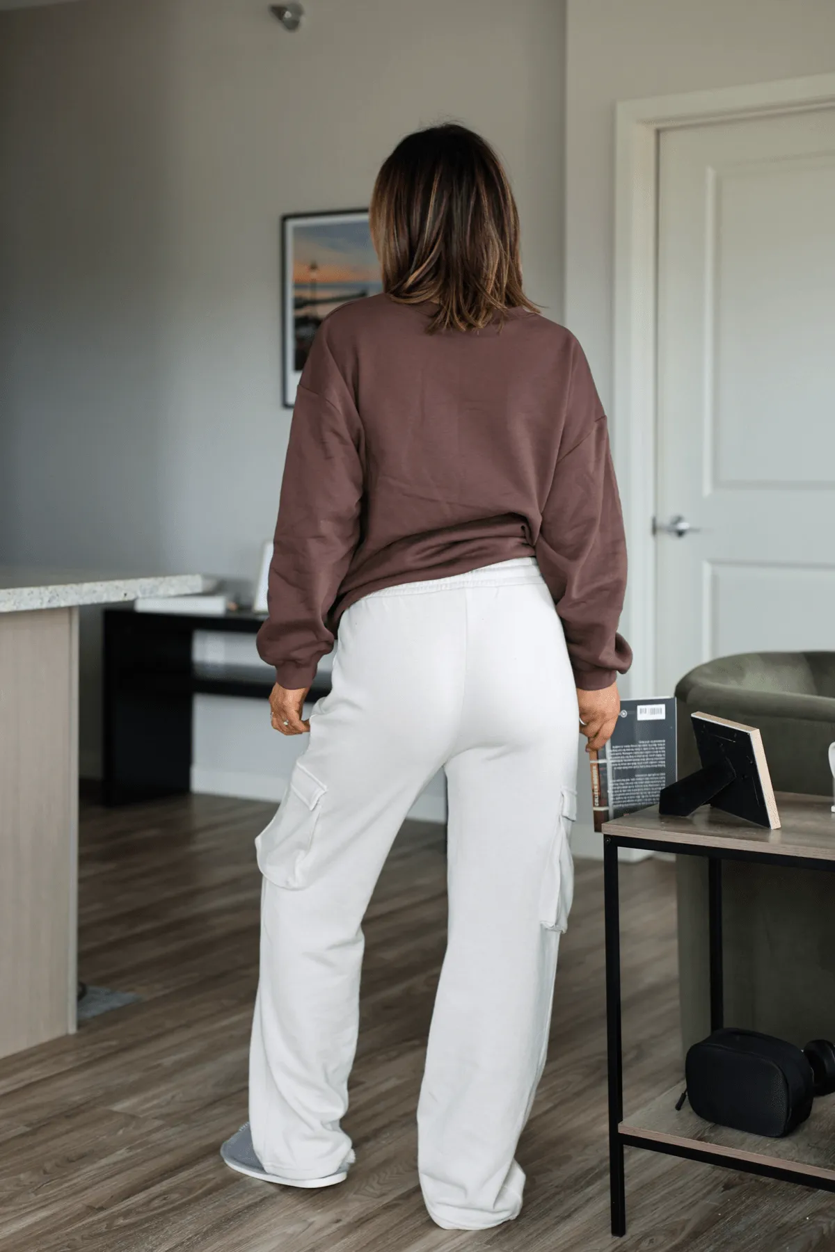 Beige Fleece Cargo Sweatpants - FINAL SALE