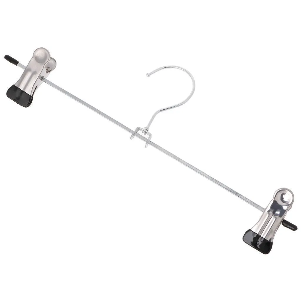 BetterM 10 Pcs Stainless Steel Pants Skirt Hangers, Trouser Stand Holder With 2 Adjustable Clips