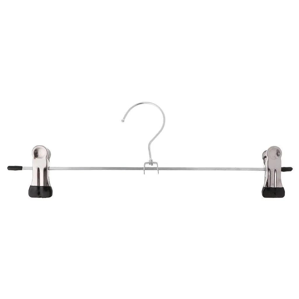 BetterM 10 Pcs Stainless Steel Pants Skirt Hangers, Trouser Stand Holder With 2 Adjustable Clips