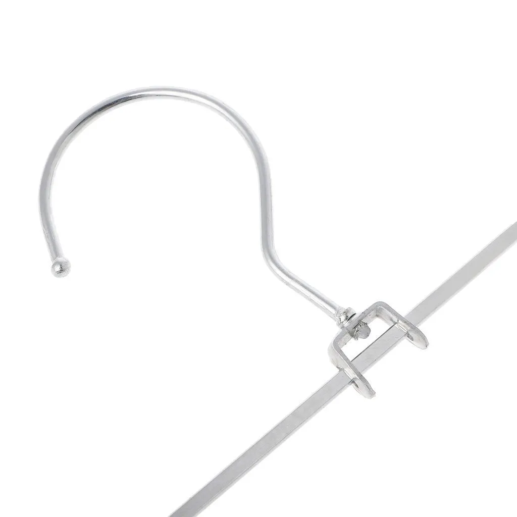 BetterM 10 Pcs Stainless Steel Pants Skirt Hangers, Trouser Stand Holder With 2 Adjustable Clips