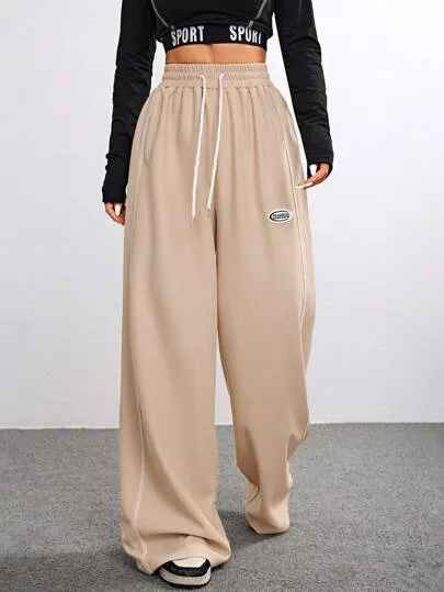 Biker-Style Side Stripe Sweatpants | Contrast Stitching & Textured Fabric