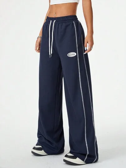 Biker-Style Side Stripe Sweatpants | Contrast Stitching & Textured Fabric