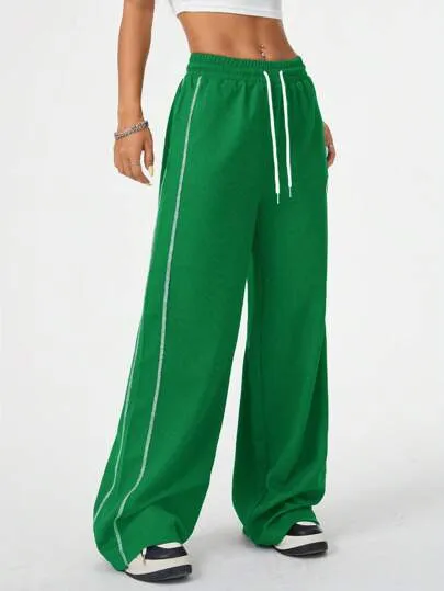 Biker-Style Side Stripe Sweatpants | Contrast Stitching & Textured Fabric
