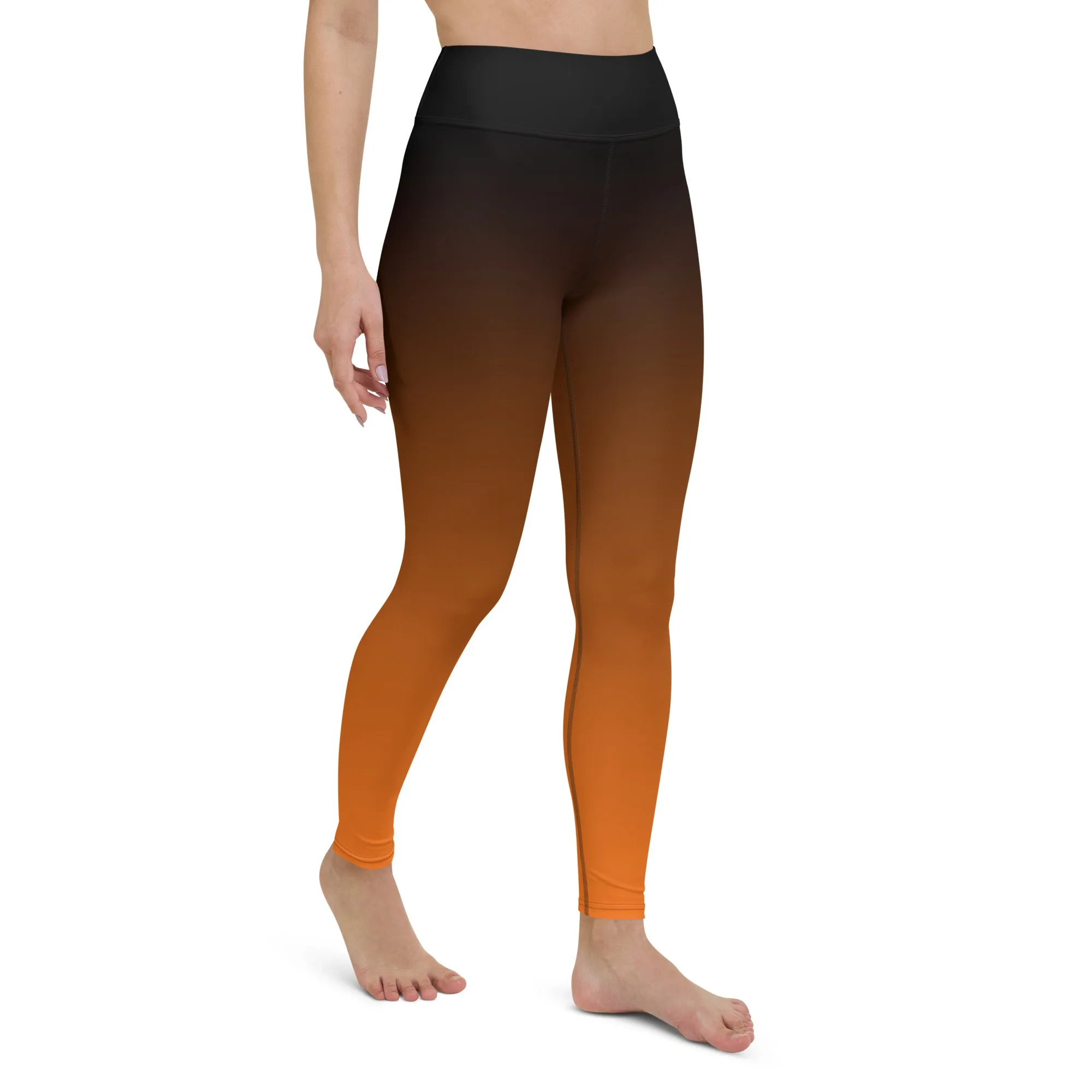 Black and Orange Ombre High-waist Yoga Leggings
