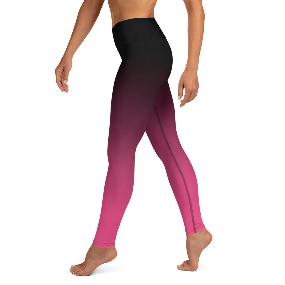 Black and Pink Ombre High-waist Yoga Leggings