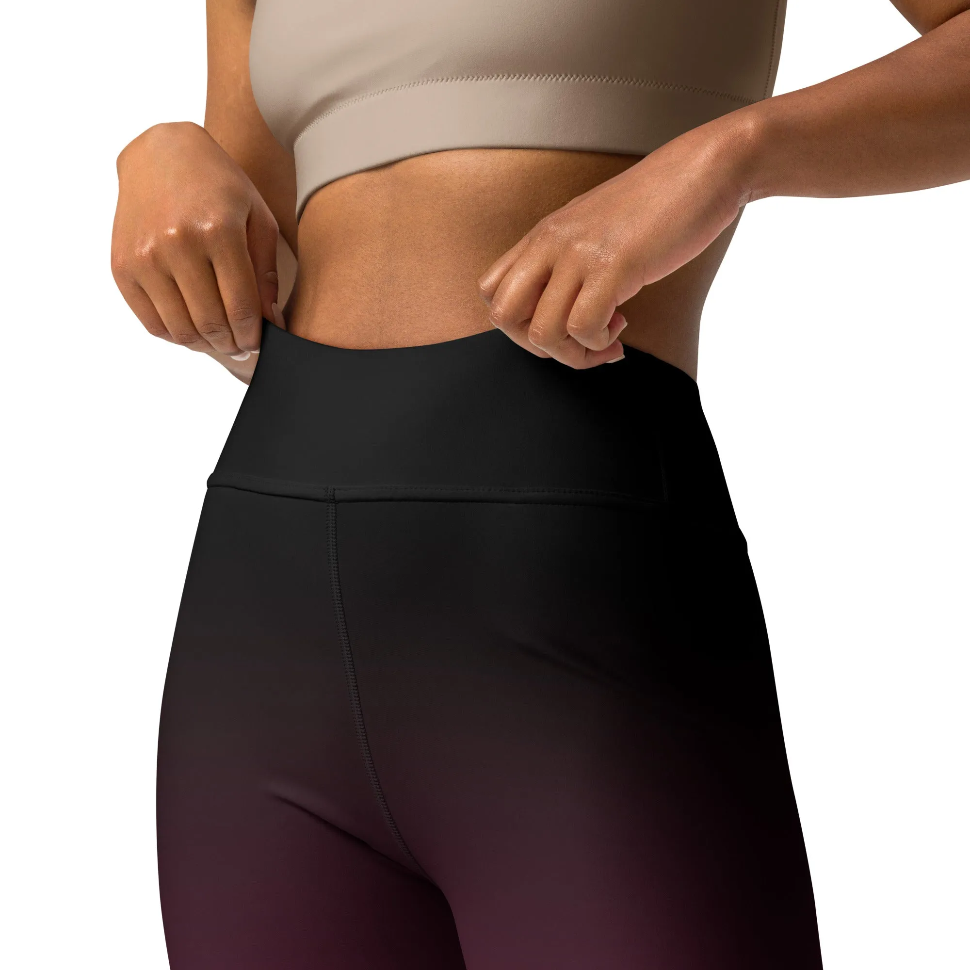Black and Pink Ombre High-waist Yoga Leggings