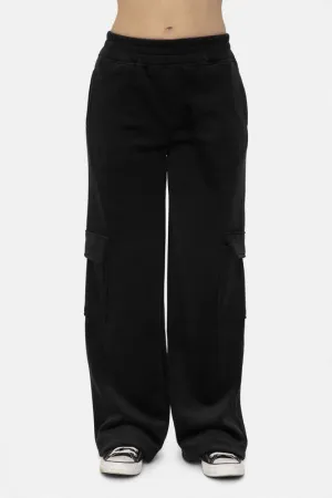 Black Elastic Waist Corduroy Cargo Pants