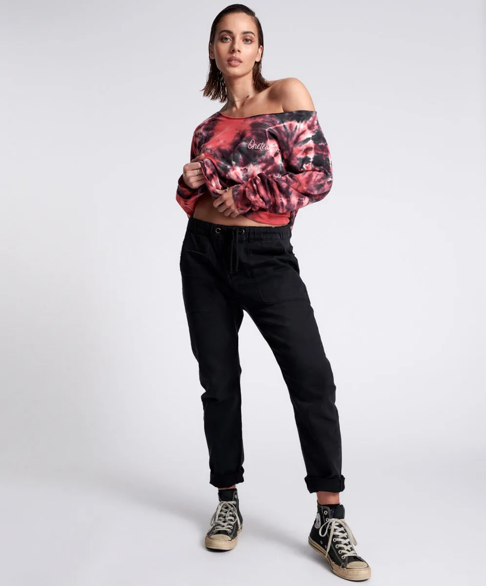 BLACK OAK SHABBIES DRAWSTRING BOYFRIEND JEANS