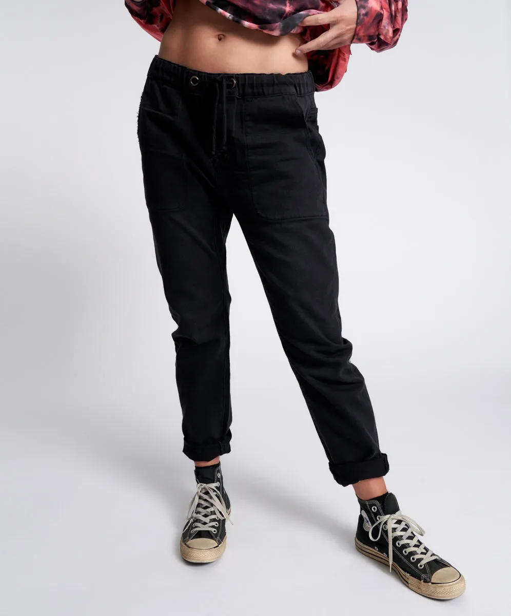 BLACK OAK SHABBIES DRAWSTRING BOYFRIEND JEANS