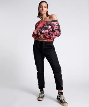 BLACK OAK SHABBIES DRAWSTRING BOYFRIEND JEANS