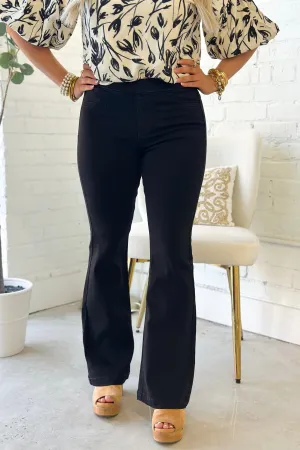 Black Petite Mid Rise Flare Jegging