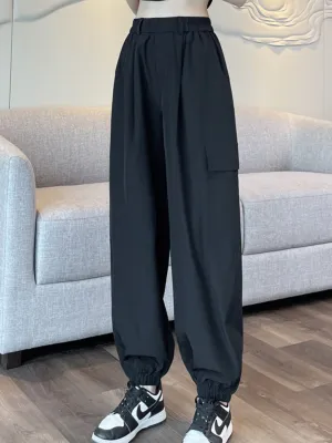 Black Solid Cargo Jogger