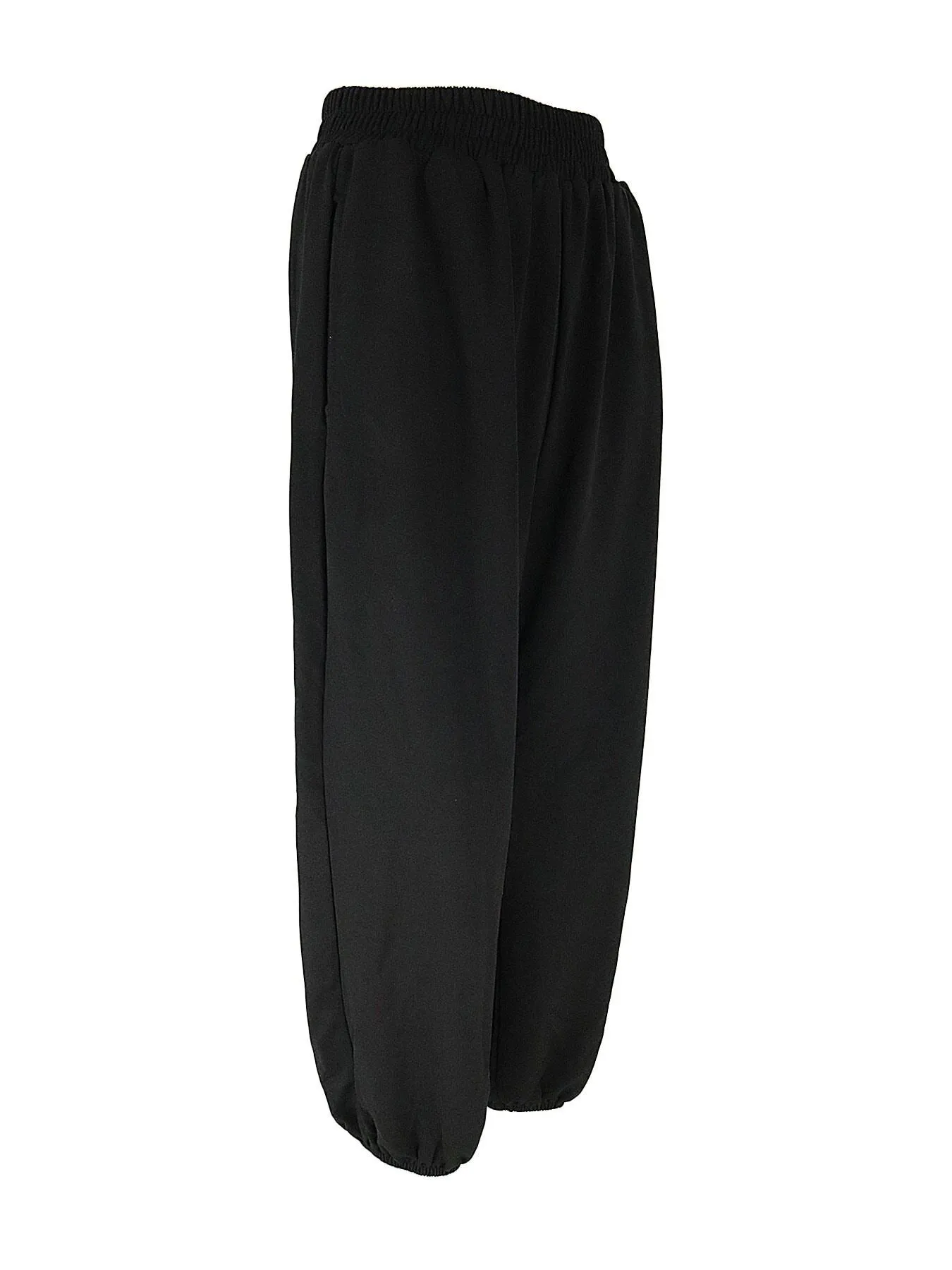 Black Solid Relaxed Sweatpants