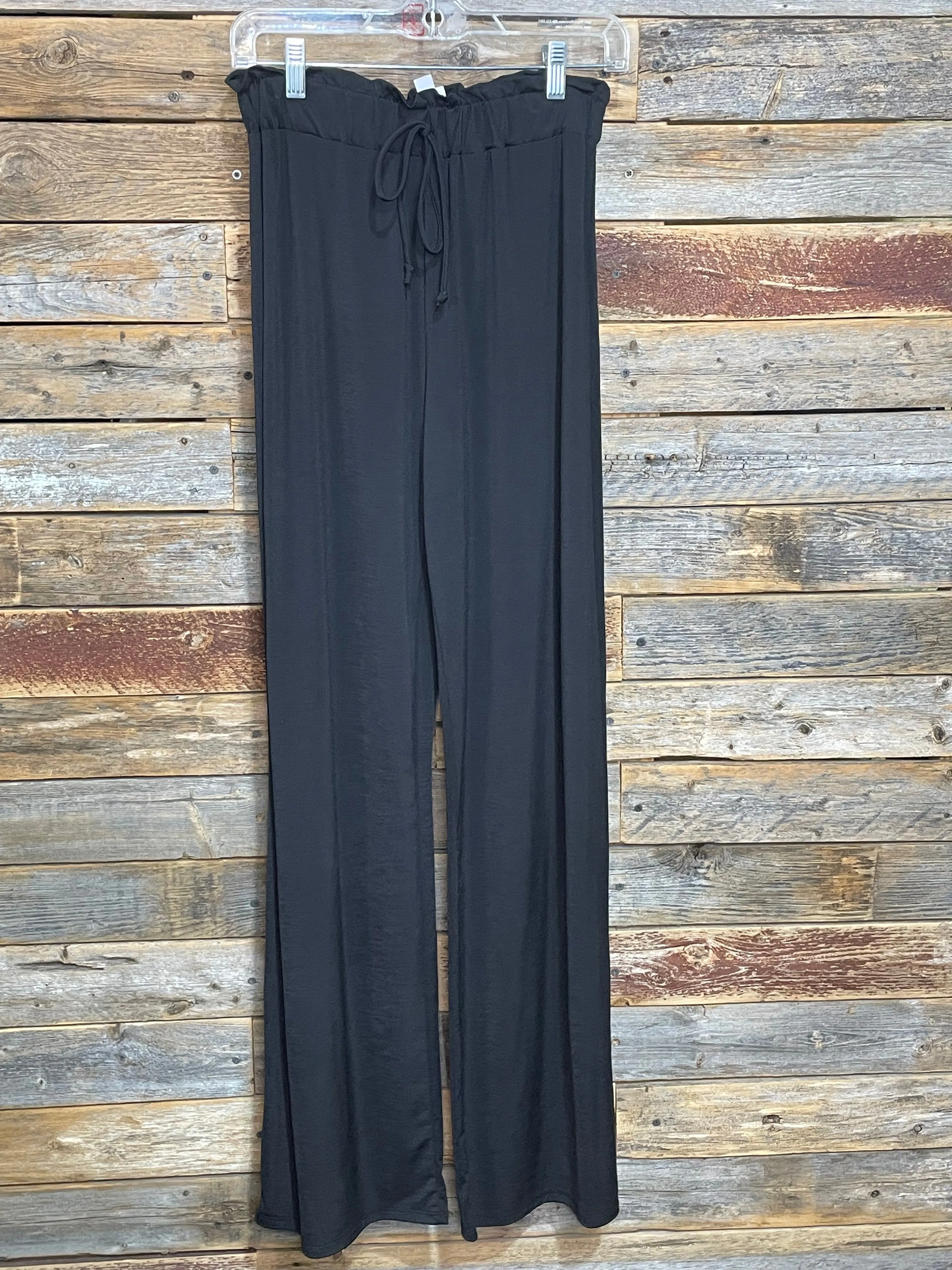 Black Wide Leg Elastic Palazzo Pants