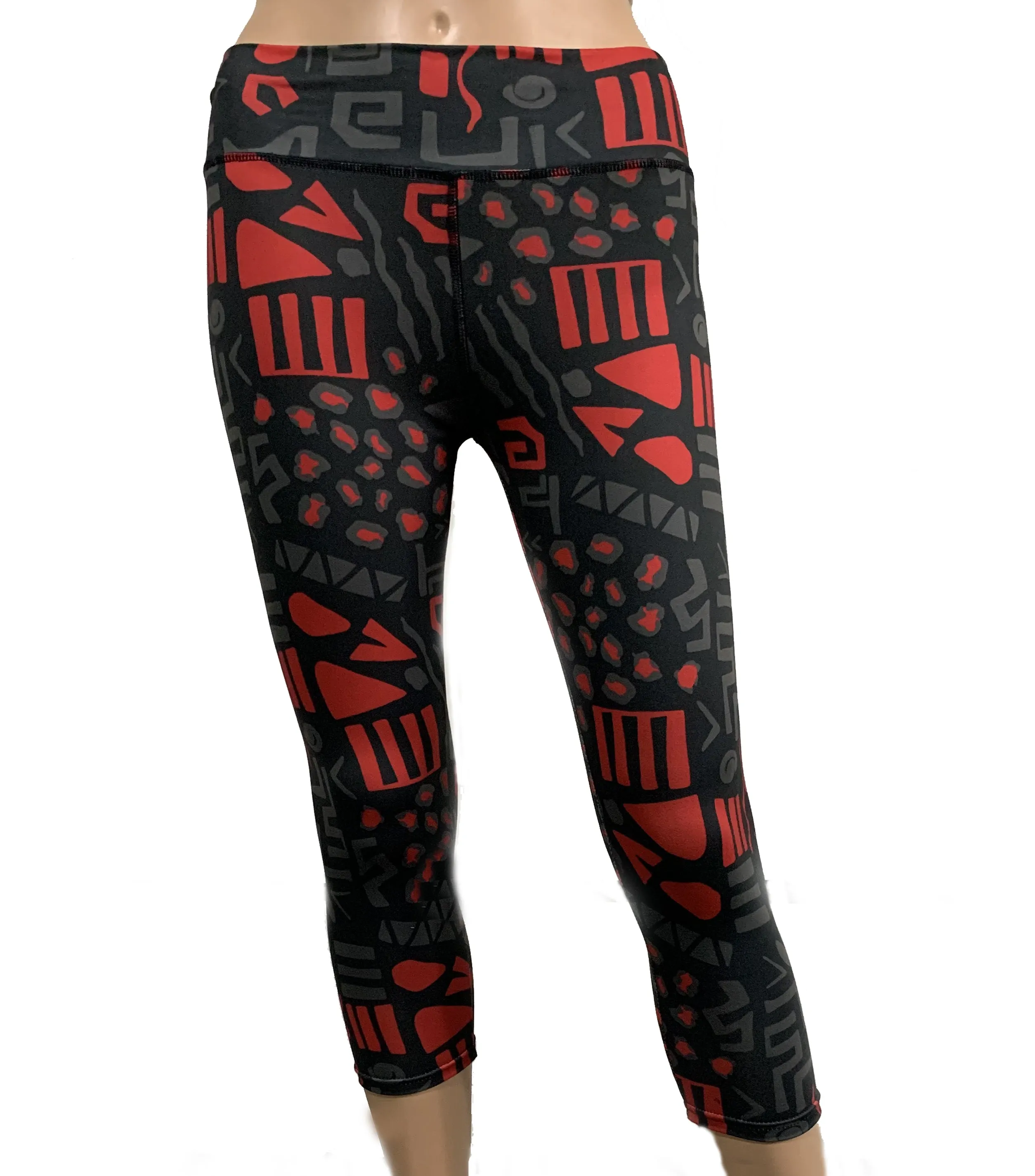 Black/Garnet Leopard Capri Leggings- sale!